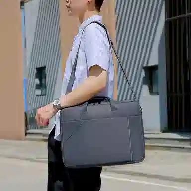 德力熊 时尚简约纯色百搭商务通勤便携 牛津布 公文包 男款 多色