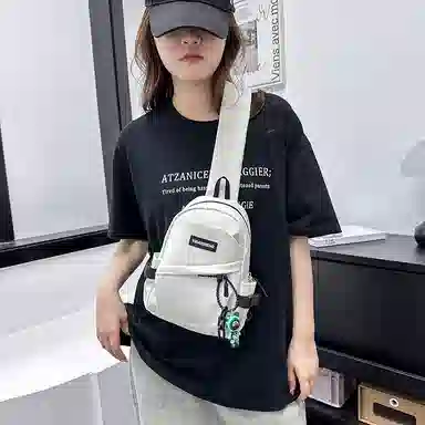 彤彤兔 简约撞色街头潮流运动 尼龙 胸包 女款 白色/灰紫蓝/黑色/黑白红