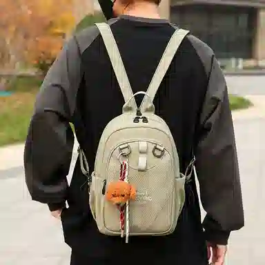 彤彤兔 日常时尚百搭 牛津布 双肩包 男女同款情侣款 黑色/绿色/红色/米色