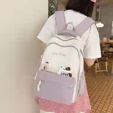 彤彤兔 休闲百搭背包高颜值 尼龙 双肩包 常规 女款 黑色/卡其色/粉色/紫色/蓝色