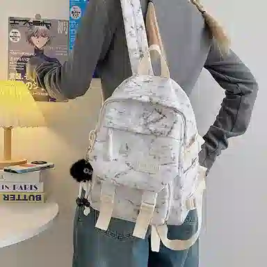 彤彤兔 暗纹设计感 尼龙 双肩包 女款 白色/蓝色/绿色/黑色/红色