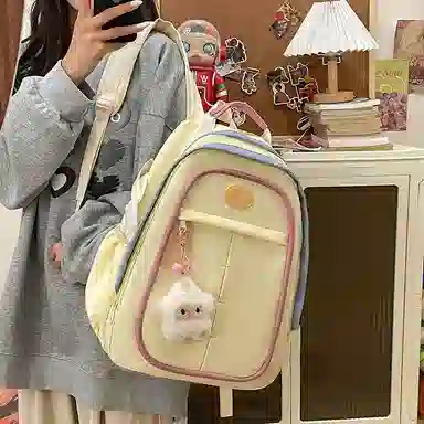 彤彤兔 小众设计拼色可爱少女 尼龙 双肩包 女款 多色