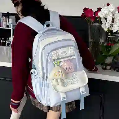 彤彤兔 高颜值可爱小清新撞色 帆布 双肩包 男女同款情侣款 多色