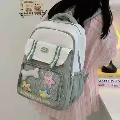 彤彤兔 高颜值简约时尚 尼龙 双肩包 常规 男女同款情侣款 多色