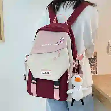 彤彤兔     时尚大容量韩版撞色 尼龙 双肩包 女款 蓝色/绿色/黑色/红色