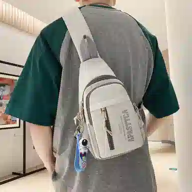 德力熊 休闲百搭韩版撞色简约时尚 尼龙 胸包 常规 男女同款情侣款 克莱因蓝/桔/浅灰/黑