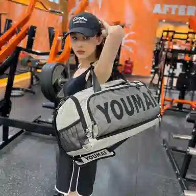 德力熊 出差轻便旅游包运动训练 尼龙拼网 健身包 男女同款情侣款 黑色/粉色/卡其色/红色/灰色