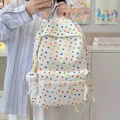 彤彤兔 可爱休闲百搭 涤纶（聚酯纤维） 双肩包 女款 白色/棕色