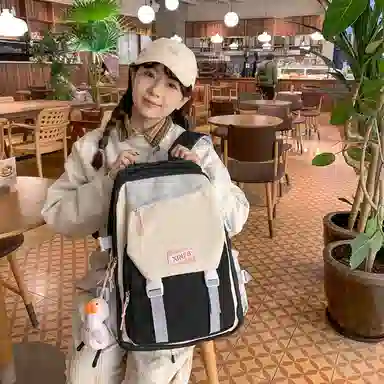 彤彤兔 韩版潮流森系可爱 尼龙 双肩包 女款 黑色/蓝色/红色/绿色