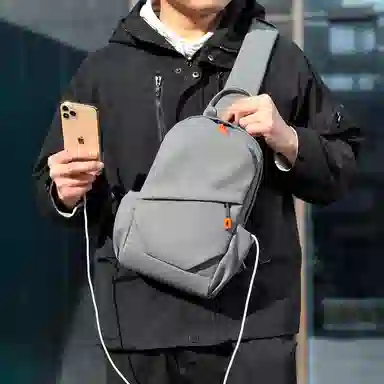 德力熊 时尚防水 尼龙 小背包胸包斜挎单肩包 常规 男款 黑/灰