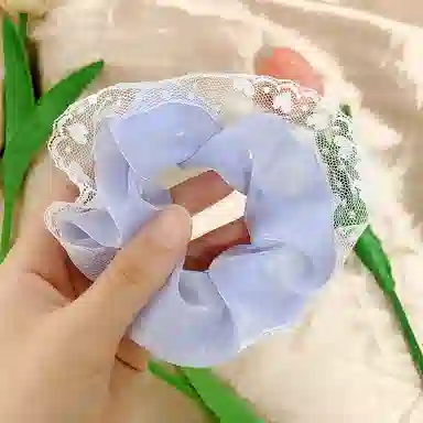 彤彤兔 韩版清新蕾丝花边大肠夏日甜美百搭气质马尾 网纱 发圈 女款