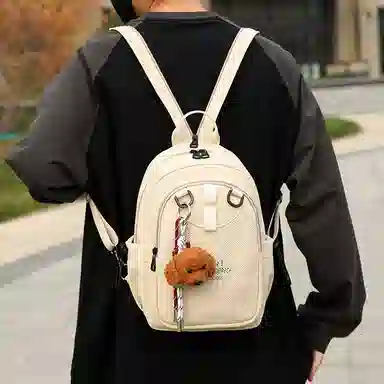 彤彤兔 日常时尚百搭 牛津布 双肩包 男女同款情侣款 黑色/绿色/红色/米色