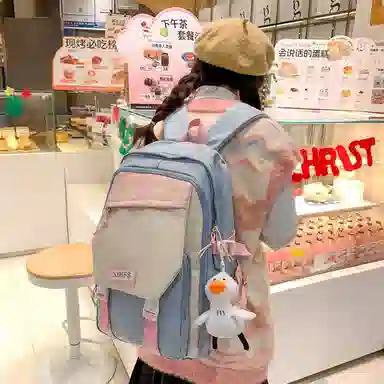 彤彤兔 韩版潮流森系可爱 尼龙 双肩包 女款 黑色/蓝色/红色/绿色