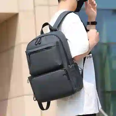 彤彤兔 商务通勤简约 牛津纺织物 双肩包 男款 黑色\灰色\蓝色