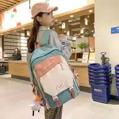 彤彤兔 韩版潮流森系可爱 尼龙 双肩包 女款 黑色/蓝色/红色/绿色