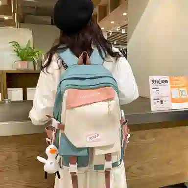 彤彤兔 撞色日系大容量 尼龙 双肩包 女款 多色