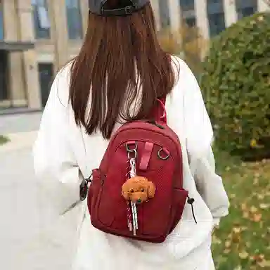 彤彤兔 日常时尚百搭 牛津布 双肩包 男女同款情侣款 黑色/绿色/红色/米色