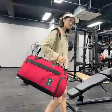 德力熊 干湿分离训练大容量短途旅行包 尼龙 健身包 男女同款情侣款 黑色/粉色/灰色/红色/黄色/蓝色/青绿色