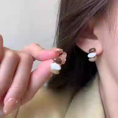 彤彤兔 几何耳钉简约韩系复古美拉德风滴油小巧女个性高级感百搭 树脂 耳环 女款