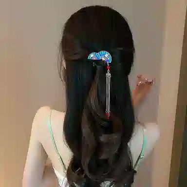 彤彤兔 古风扇子款流苏发梳插夹国风步摇 发簪 女款