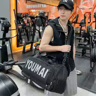 德力熊 出差轻便旅游包运动训练 尼龙拼网 健身包 男女同款情侣款 黑色/粉色/卡其色/红色/灰色