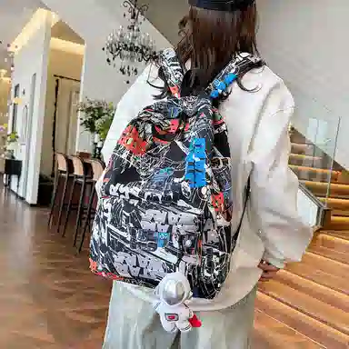 OUZIHUANG Graffiti Oxford Backpack
