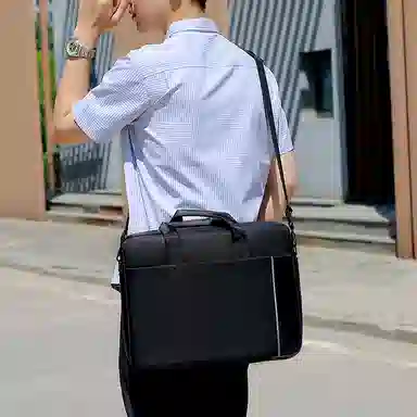 德力熊 时尚简约纯色百搭商务通勤便携 牛津布 公文包 男款 多色