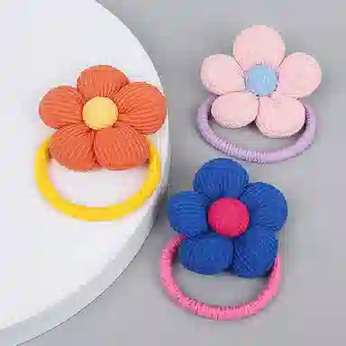 彤彤兔 填充棉可爱小花朵丸子头马尾皮筋不伤发少女高弹力 布料 发绳 女款