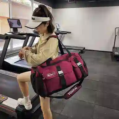 德力熊 大容量训练包多功能干湿分离 牛津布 健身包 男女同款情侣款 黑色\粉色\灰色\酒红色\黄色\紫色\青绿色\桔色