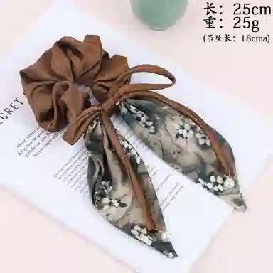 彤彤兔 新中式水墨飘带蝴蝶结大肠温柔质感扎马尾发绳褶皱 缎面 发圈 女款