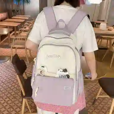 彤彤兔 休闲百搭背包高颜值 尼龙 双肩包 常规 女款 黑色/卡其色/粉色/紫色/蓝色