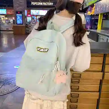 德力熊 纯色简约大容量拉链开合 尼龙布 双肩包 常规 男女同款情侣款 红/绿/蓝/白/黄/黑