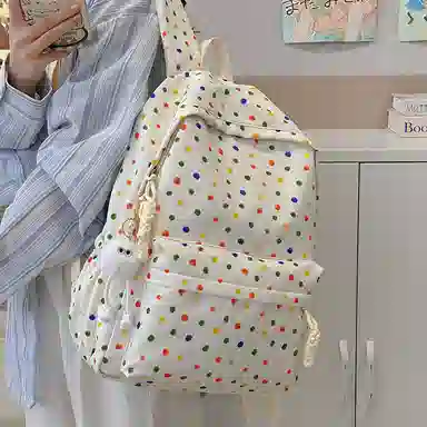 彤彤兔 可爱休闲百搭 涤纶（聚酯纤维） 双肩包 女款 白色/棕色