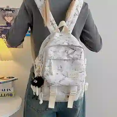 彤彤兔 暗纹设计感 尼龙 双肩包 女款 白色/蓝色/绿色/黑色/红色