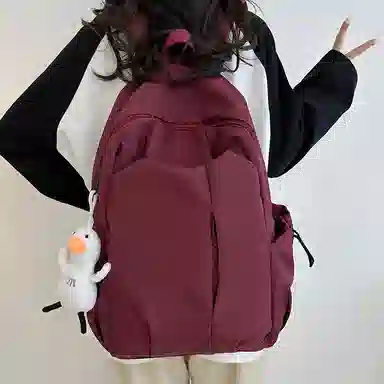 彤彤兔   简约纯色森系校园 尼龙 双肩包 大号 男女同款情侣款 多色