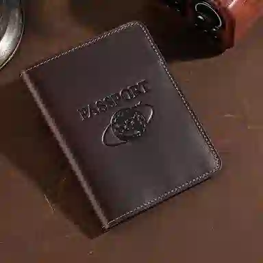 彤彤兔 登机证件包飞机票夹护照本保护 头层牛皮 卡包 男女同款情侣款 咖啡色/深棕色