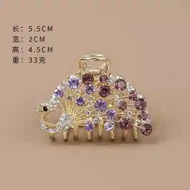 彤彤兔 后脑勺半扎发抓夹夏季高级感中号鲨鱼夹孔雀头饰 合金 发夹 女款