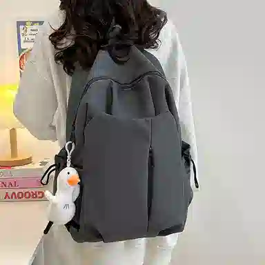 彤彤兔   简约纯色森系校园 尼龙 双肩包 大号 男女同款情侣款 多色