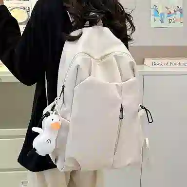 彤彤兔   简约纯色森系校园 尼龙 双肩包 大号 男女同款情侣款 多色