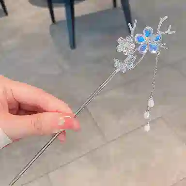 彤彤兔 中式合金冷淡风花朵流苏盘发 发簪 女款