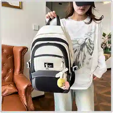 彤彤兔 撞色设计简约 尼龙 书包背包双肩包 女款 粉色/绿色/黑色