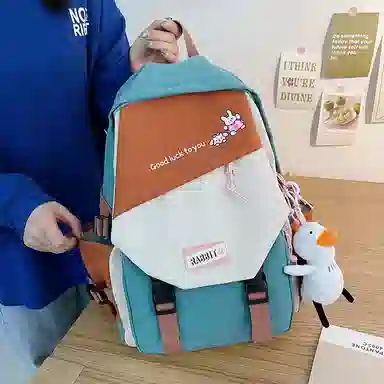 彤彤兔     时尚大容量韩版撞色 尼龙 双肩包 女款 蓝色/绿色/黑色/红色