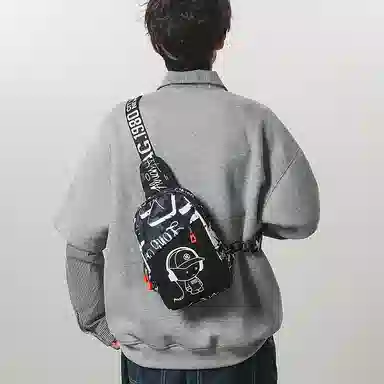 彤彤兔 韩版潮流夜光休闲 尼龙拼网 胸包 男款 多色