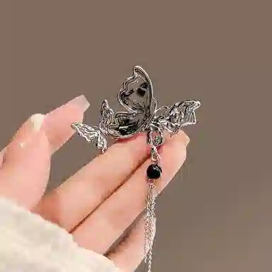 彤彤兔 中式小众水墨蝴蝶鸭嘴夹子气质侧边刘海夹古风配饰 发夹 女款