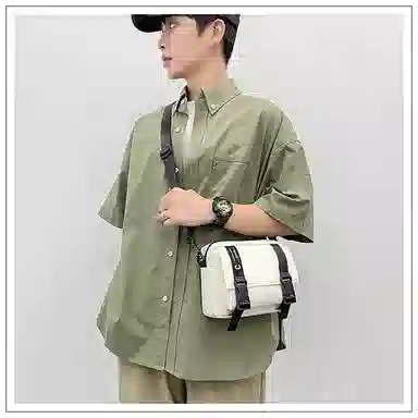 彤彤兔 工装风休闲潮流 尼龙 斜挎包 男女同款情侣款 黑色/白色/卡其色