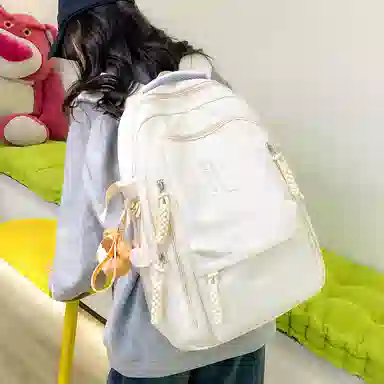 德力熊双肩包尼龙书包学生旅行背包男女通用多色大容量高中生百搭电脑双肩背包