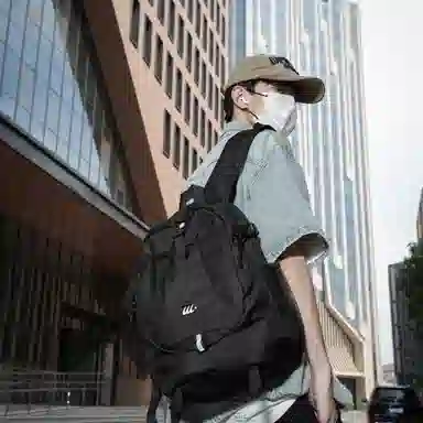 彤彤兔 韩版背包潮流 牛津布 双肩包 男女同款情侣款 灰色/黑色