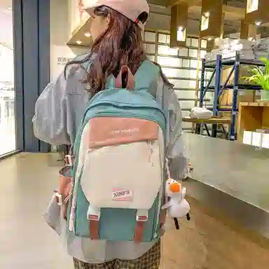 彤彤兔 韩版潮流森系可爱 尼龙 双肩包 女款 黑色/蓝色/红色/绿色