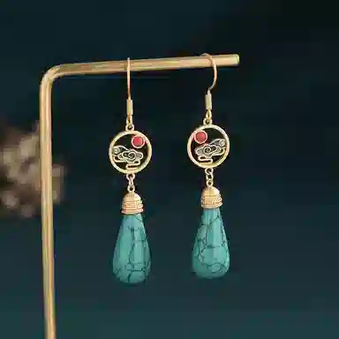 彤彤兔 国风珐琅彩绘复古风 铜 耳环 女款