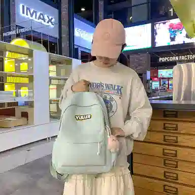 德力熊 纯色简约大容量拉链开合 尼龙布 双肩包 常规 男女同款情侣款 红/绿/蓝/白/黄/黑